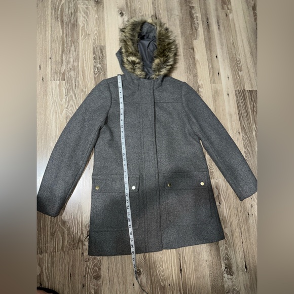 J. Crew‎ Mercantile Heather Gray Vail Wool-Blend Hooded Parka Coat size 4 - Picture 3 of 9